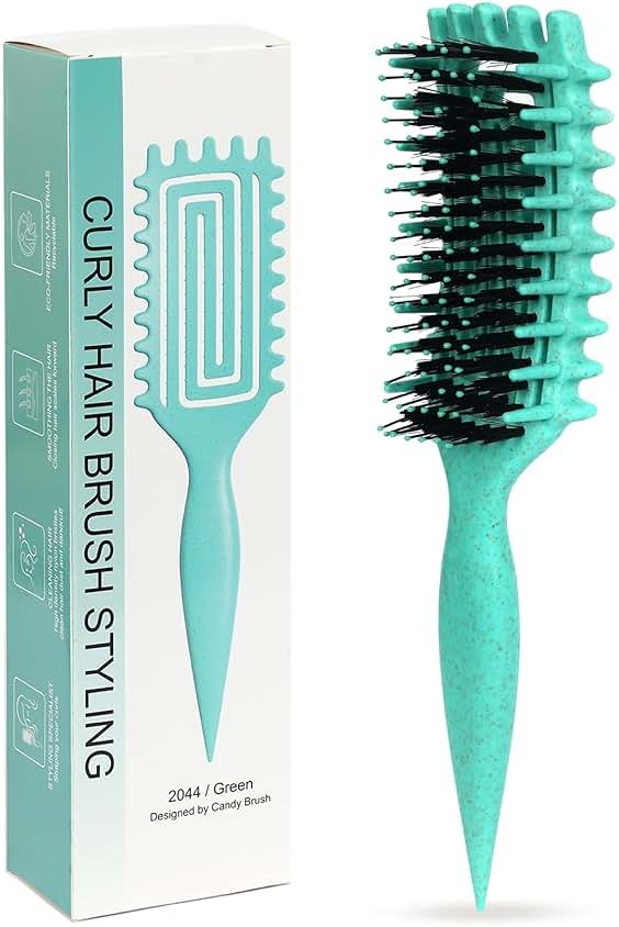 Curly Hair Brush Curl Defining Brush for Detangling Shaping and Defining Curls for Women, Men, Wet & Dry Hair (Green) - Product Image