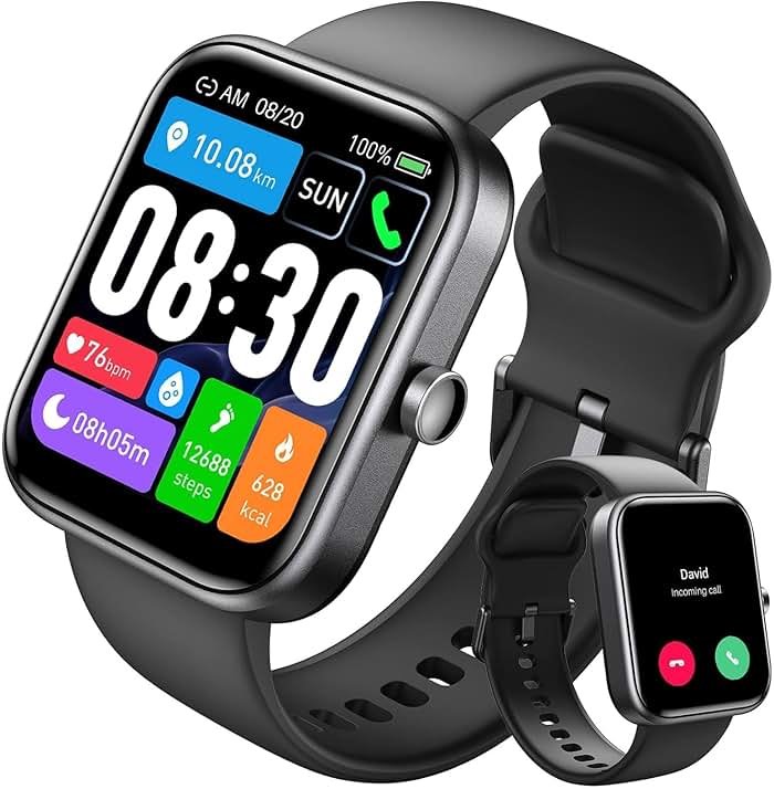 TOZO Smart Watch for Men Women for iPhone&Android, 1.83" Fitness Tracker Bluetooth Call [Answer/Make], IP68 Waterproof Sleep Monitor, 100+ Sport Modes - Product Image