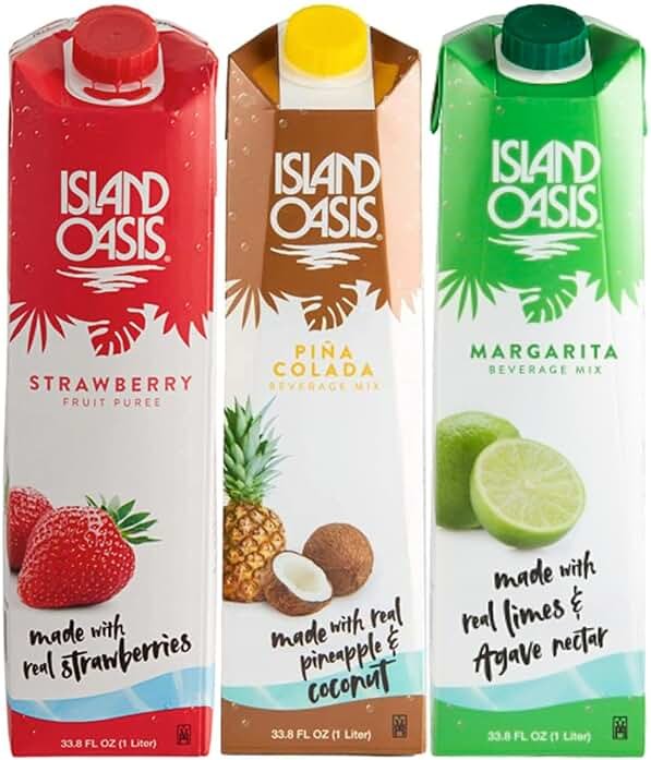 Island Oasis Drink Mix Variety, 1 of each: Strawberry, Pina Colada & Margarita Beverage Mix, 33.8 fl oz (1 Liter) - Product Image