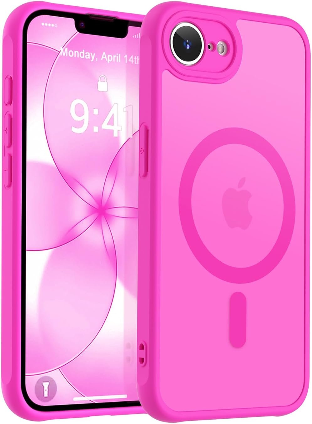 MOCCA Magnetic for iPhone 17e Case/iPhone 16e Case, [Compatible with MagSafe] [16FT Military Grade Drop Protection] Full Camera Protection Slim Matte Cover for Phone Automobile Speakerphones,Hot Pink - Product Image