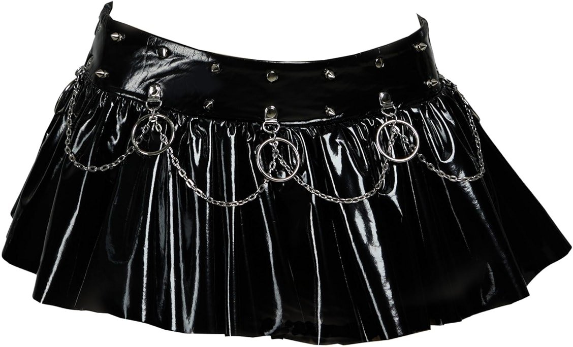 MEOWCOS Women's Skirt Classic Gothic Punk Skirt PU Leather Short Mini Skirt - Product Image