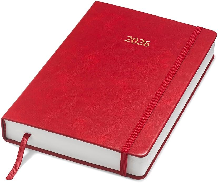 Wykeham's Executive 2026 Daily Journal Planner – US Public Holidays & Format – Customization Available (Crimson, 8.5" x 5.5") - Product Image