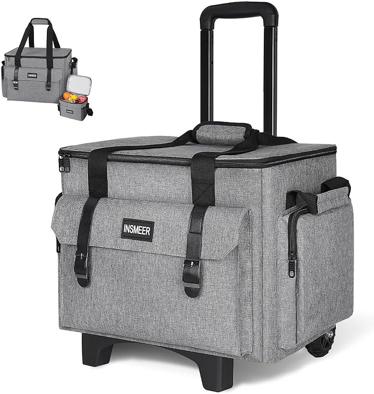 INSMEER Rolling Teacher Bag with Wheels,Wheeled Teacher Tote Bag with Insulated Lunch Bag,with Padded Laptop Compartment - Product Image
