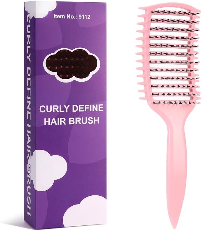 Curl Defining Brush, Vented Curly Hair Brush for Effortlessly Detangling Shaping and Defining Women's Men's Curls on All Wet or Dry Hair Types, Reduces Frizz (Pink) - Product Image
