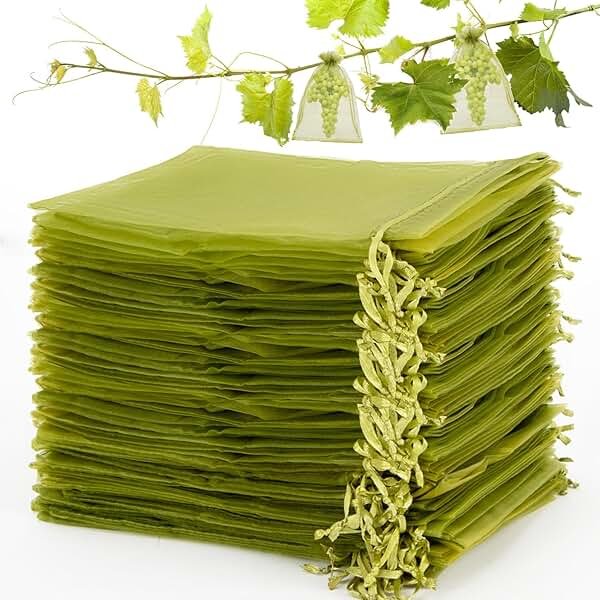 Sukh 100PCS Fruit Protection Bags - 6"x8" Fruit Cover for Fruit Tree Netting Fruit Nets to Protect Fruit Mesh Organza Bags Green Net Bags for Fruits & Vegetables - Product Image