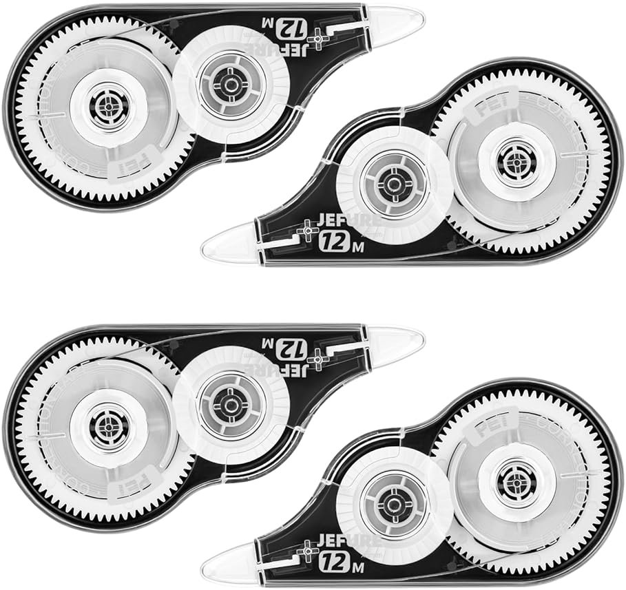 JEFURE 4 Pcs Correction Tape, 39.37 Ft White Wrong Out Tear-Resistant Bulk, Instant Corrections Easy to Use Applicator for School, Office, Note Taking, Journal (Tape Width 0.2 in，Clear) - Product Image