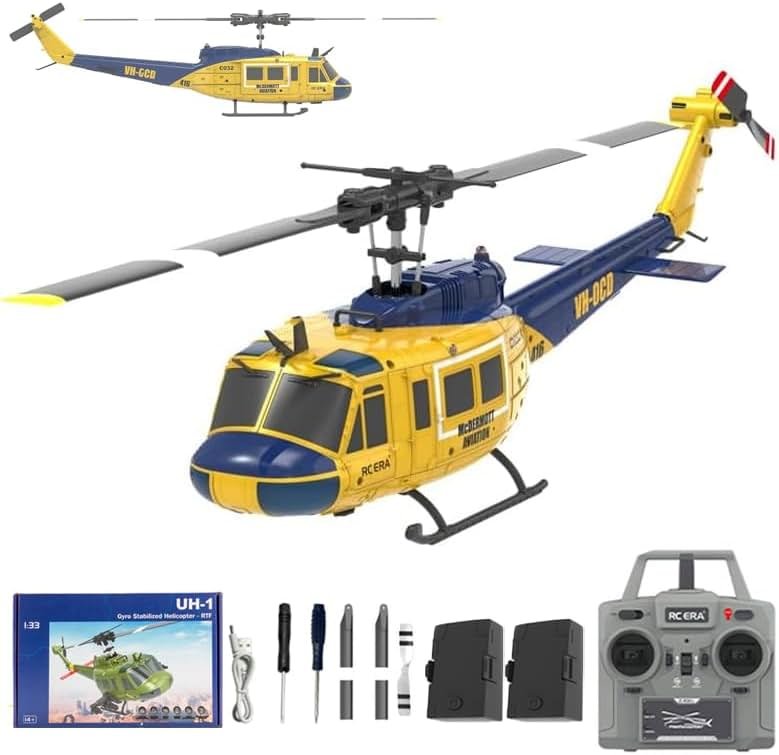 Domiuie RC ERA C032 UH-1 Huey RC Helicopter - 1/48 Scale 2.4G 6CH Flybarless Remote Control Helicopter Model, 3D Stunt Flight & High-Precision RC Airplane for Adults Beginners - Product Image