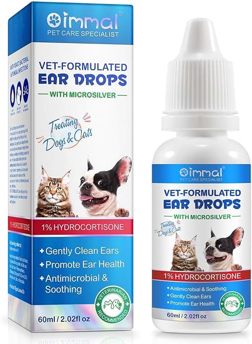 bnHUlMXw Ear Infection Treatment Drops for Dogs and Cats,with 1% Hydrocortisone Soothing Dog Yeast Infection, Itchy Ear Relief-Treats Ear Infections for Dogs & Cats - 2 fl oz - Product Image