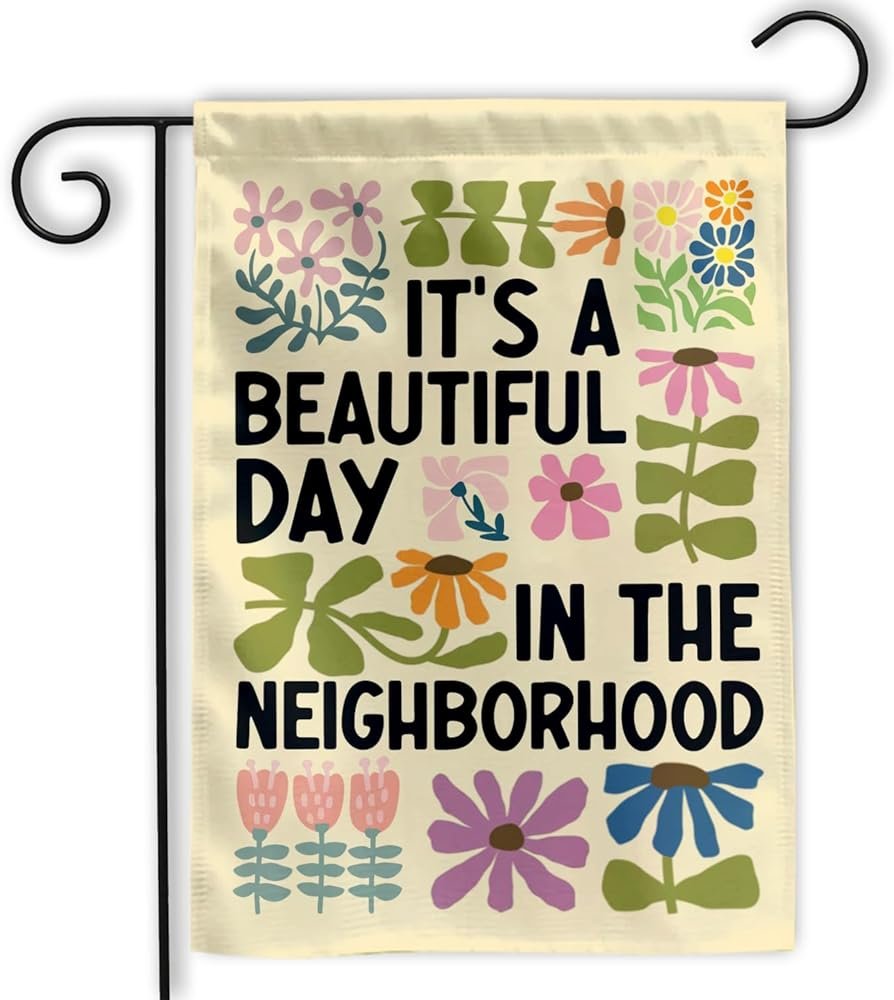 MAIANEY [12"x18"] It’s a Beautiful Day in the Garden Flag – Retro Flower Neighborhood Flag, Happy Outdoor Yard, Double-Sided Banner for Spring & Summer Decor, Seasonal Decoration, Farmhouse, Patio - Product Image