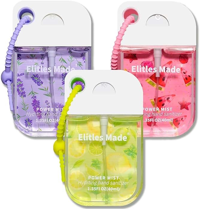 Elitles Made Hand Sanitizer Spray, 4Pack Hand Sanitizer Travel Size With Keychain, Scented Mini Spray Hand Sanitizer Clip Backpack Purse, Gifts for WomenTeen Girls Kids Nurse Teacher - Product Image