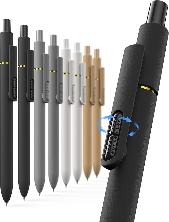 Hiacry 8 Pcs Gel Pens - 0.7mm Fine Point Smooth Writing Black Ink, Quick-Dry Long Lasting Fidge Pens, School & Office Supplies for Men Women - Product Image