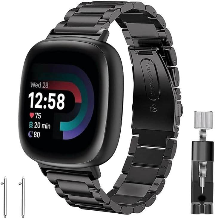 Metal Watch Bands for Fitbit Versa 3/ Versa 4 Smartwatch, Stainless Steel Replacement Wristband for Fitbit Versa 3/Versa 4 Straps for Men Women - Product Image
