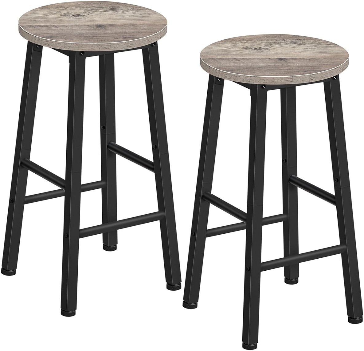 HOOBRO Bar Stools Set of 2, Counter Height Bar Stools, 25.8" Bar Stools for Kitchen Island, Industrial Kitchen Bar Chairs, for Dining Room, Kitchen, Bar, Greige and Black BG07BY01G1N2 - Product Image