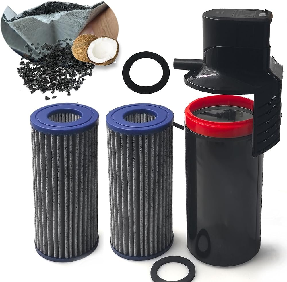 PurifyLogix 4PCS Upgraded Activated Carbon Micron Cartridge Replacement for Marineland Magnum Polishing Internal Canister Filters (ML90770), 2 Cartridge & 2 Rubber Gasket Compare to Part PA0140 - Product Image