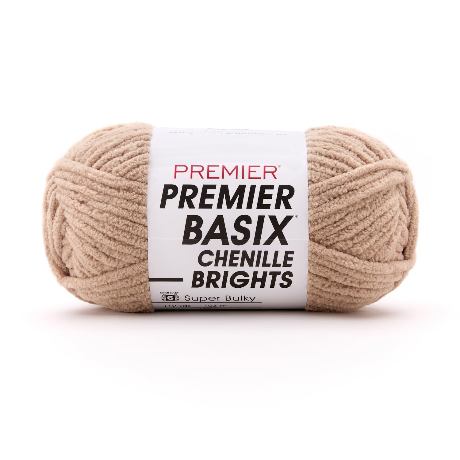 Premier Basix Chenille Brights Yarn, Plush Bulky Chenille Yarn for Crocheting & Hand Knitting, Soft Yarn for Cozy Projects, Chunky Yarn for Hand Knitting, Steel Cut Oats - Product Image