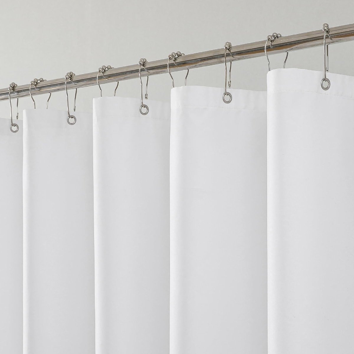 THAIGEE 1 Pack Water-Repellent Fabric Shower Curtain Liner - Hotel Quality Machine Washable, 3 Heavy-Duty Magnets with Rustproof Grommets & Weighted Hem, Standard Size 72x72in White - Product Image