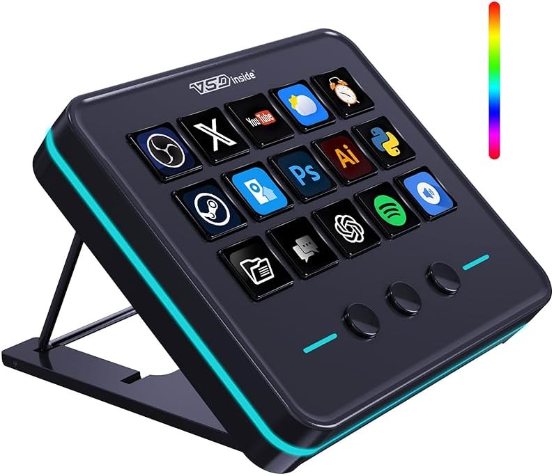 VSDINSIDE Macro Keypad, Stream Controller Deck Gaming Streaming Shortcut Keyboard, 18 Programmable Keys Customizable Visual AI Pad USB Soundboard for OBS, YouTube, Desk Office Setup, Laptop, PC, Mac - Product Image