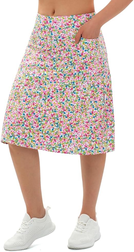 Women's Midi Length Skorts Skirts with 3 Pockets Modest Skirts Women's 24" Knee Length Skort - Product Image