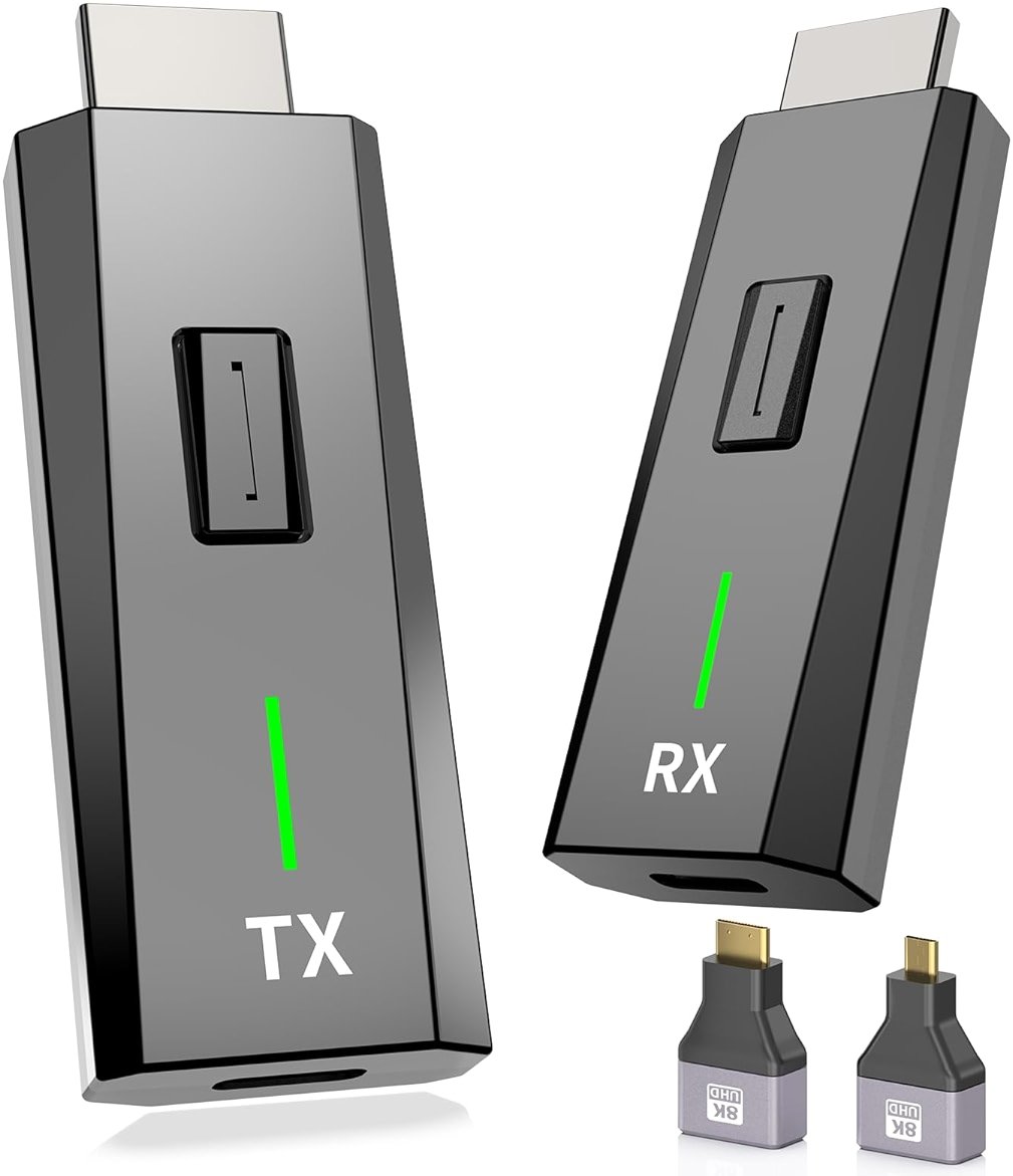 2026 Upgraded Wireless HDMI Transmitter and Receiver 328FT/100M, 4k Decode 1080P Output, Plug & Play Portable 2.4g/5g, Wireless Hdmi Extender Kit to Monitor from Laptop/PC/Projector/TV Box - Product Image