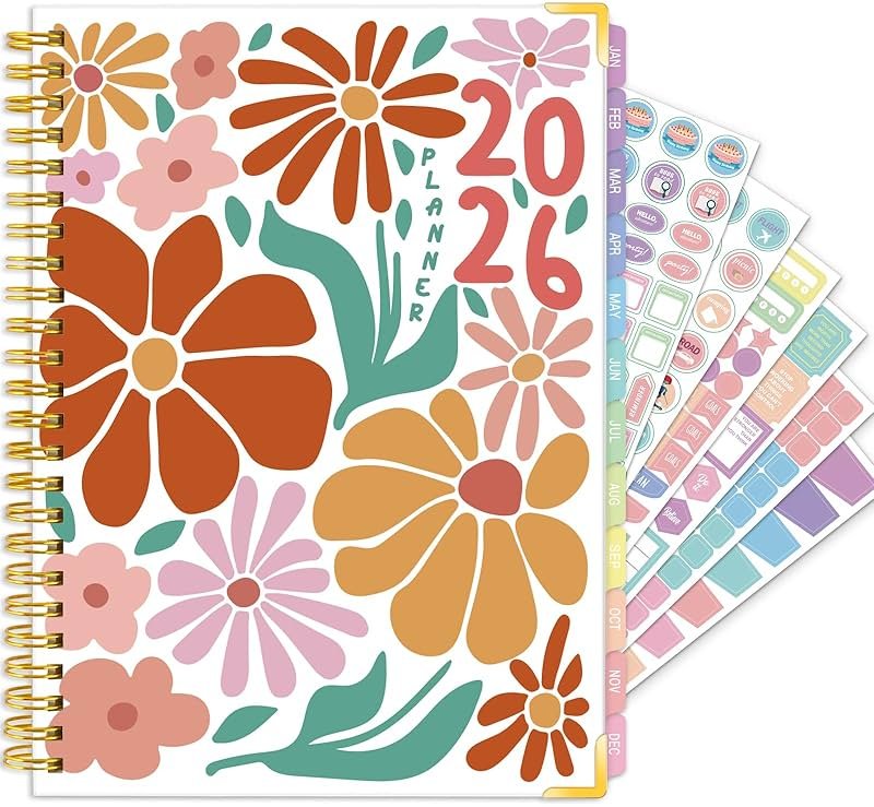 GuassLee Academic Planner 2026-2027 form July 2026 to June 2027, A5 Size, Weekly and Monthly Planner 2026 with Hard Cover Laminated Tabs, Storage Pocket Includes Stickers for Office School Supplies - Product Image