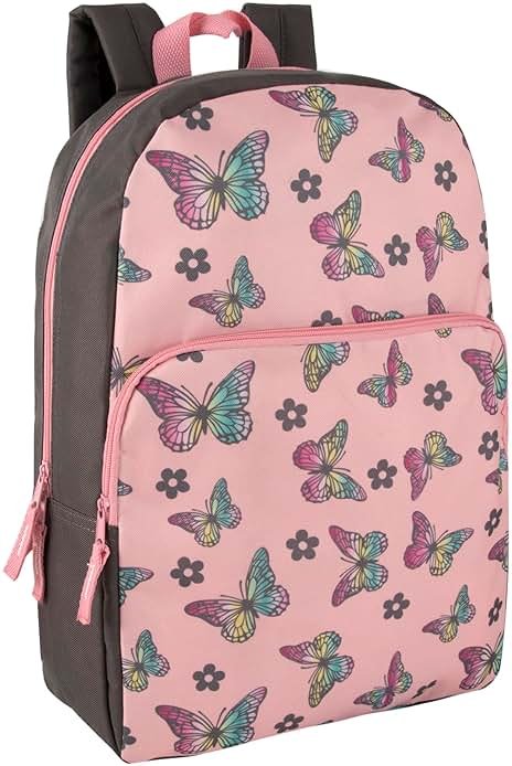Trail maker Fun School Backpack for Elementary Middle School Girls and Boys | 17 Inch Printed Backpacks for School Kids, Travel (Big Bold Butterflies) - Product Image