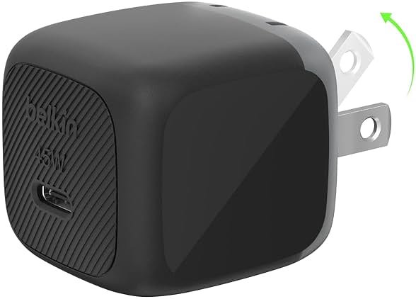 Belkin USB C Charger Block Fast Charging 45W - PD3.1 PPS Super Fast Charging - Samsung Galaxy S25-S26, iPhone 17, Air, Pro, Pro Max, AirPods, Apple Watch, Google Pixel 10, Nintendo Switch, etc - Black - Product Image