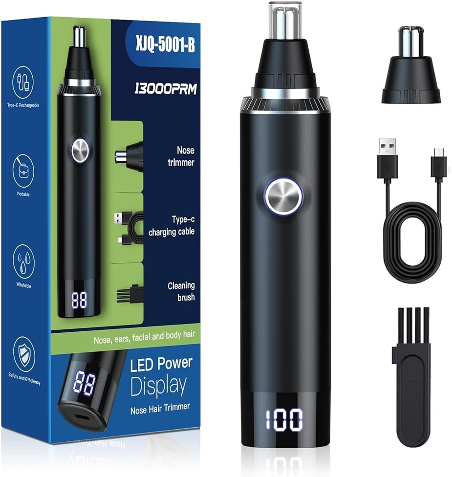 Ear and Nose Hair Trimmer for Men Women, 2026 Professional Painless USB Rechargeable Eyebrow & Facial Hair Trimmer, 13,000 RPM Precision Tool with Powerful Motor and Dual-Edge Blades, IPX7 Waterproof - Product Image