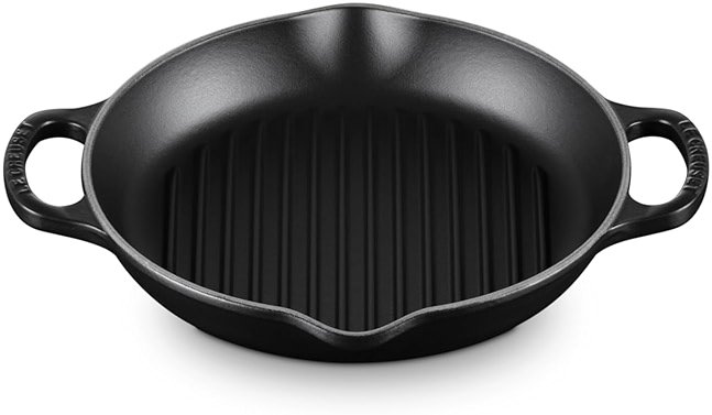 Le Creuset Enameled Cast Iron Signature Deep Round Grill, 9.75", Licorice - Product Image