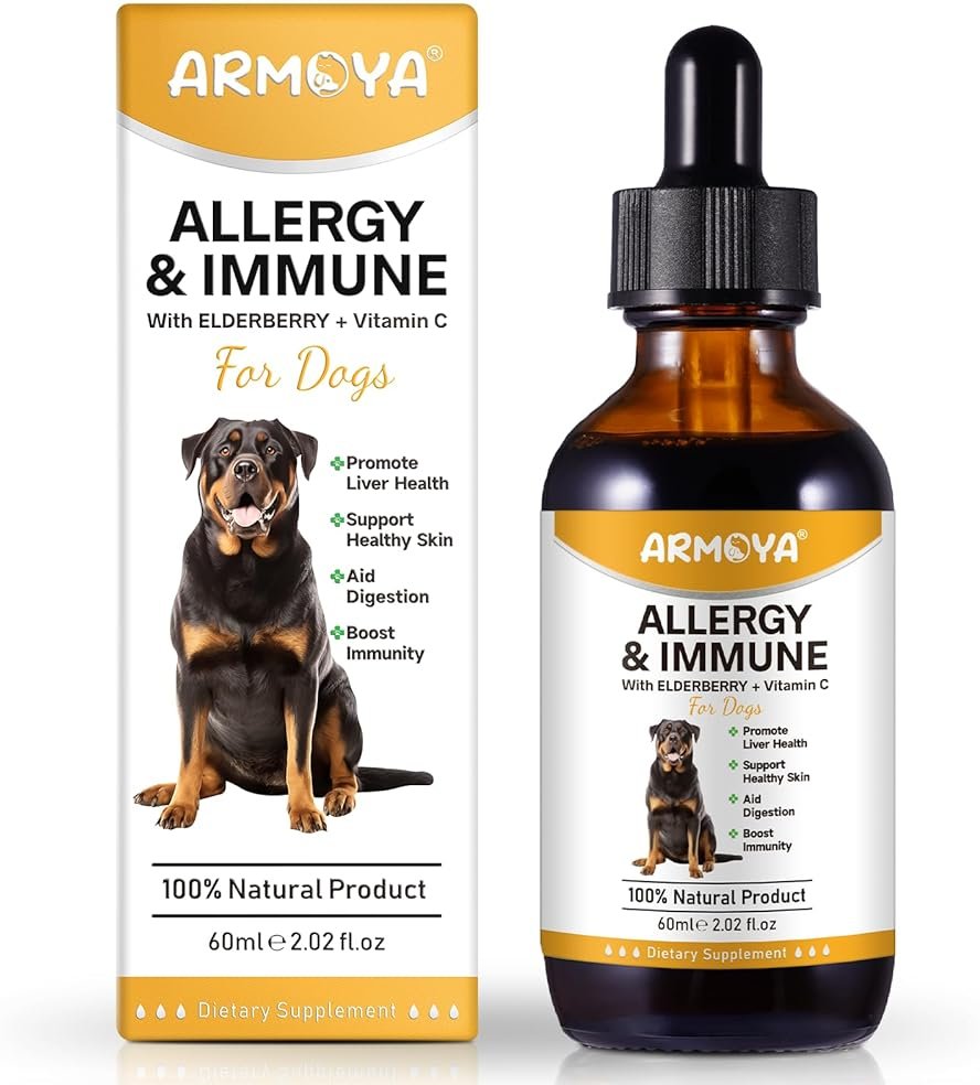 Allergy Relief Drops for Dogs,Allergy and Immune,Immune Support Supplement,Dog Supplement,Natural Pet Supplement for Dog Allergy Relief with Turmeric & Milk Thistle - Product Image