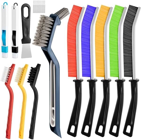13Pcs Crevice Cleaning Brush Set, Multifunctional Hard Bristle Crevice Cleaning Brushes Tools for Deep Cleaning Gaps, Kitchens, Tight Spaces, Corners, Bottles, Cups, Teapots, Sinks, Bathrooms - Product Image