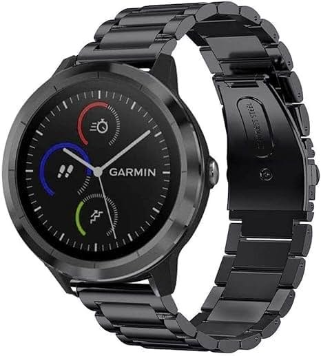 Miimall Metal Band for Garmin Vivoactive 6/5/3, Forerunner 55/165/570 42mm, Venu/Venu Sq/2 Plus, 20mm Women Men Solid Strap Stainless Steel Bracelet for Vivomove Sport/Trend/Luxe, Approach S12/S50 - Product Image
