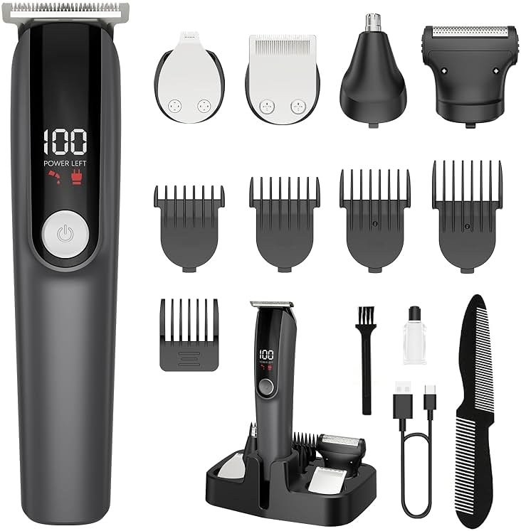 Beard Trimmer for Men, Electric Razor for Nose, Body, Face and Mustache, 5-in-1 Barber Hair Clippers, Cordless Shavers for Men Grooming Kit Ideal Gift - Product Image