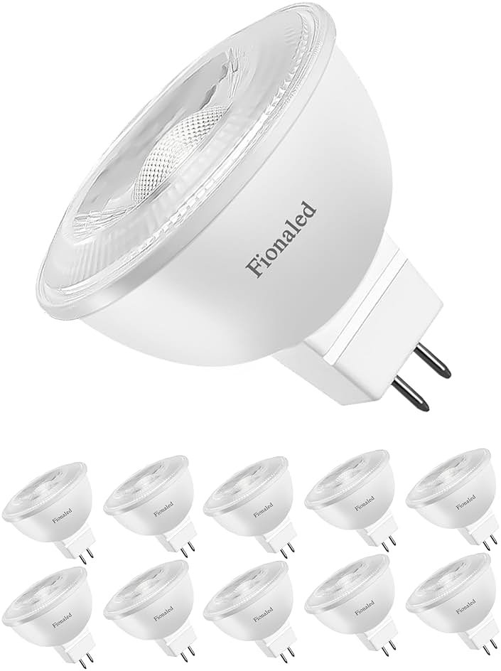 Fionaled MR16 LED Bulbs, 50W Halogen Replacement, 2700K Warm White, Not Dimmable GU5.3 Bipin Base, 5W 12V Low Voltage Landscape Recessed Lighting Bulbs,10-Pack - Product Image