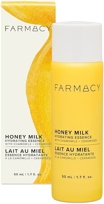 Farmacy Honey Milk Face Essence - Hydrating Milky Toner with Honey, Ceramides, Chamomile + Aloe - Helps Strengthen Skin Barrier + Replenish Moisture - Soothing + Calming Skincare (50ml) - Product Image