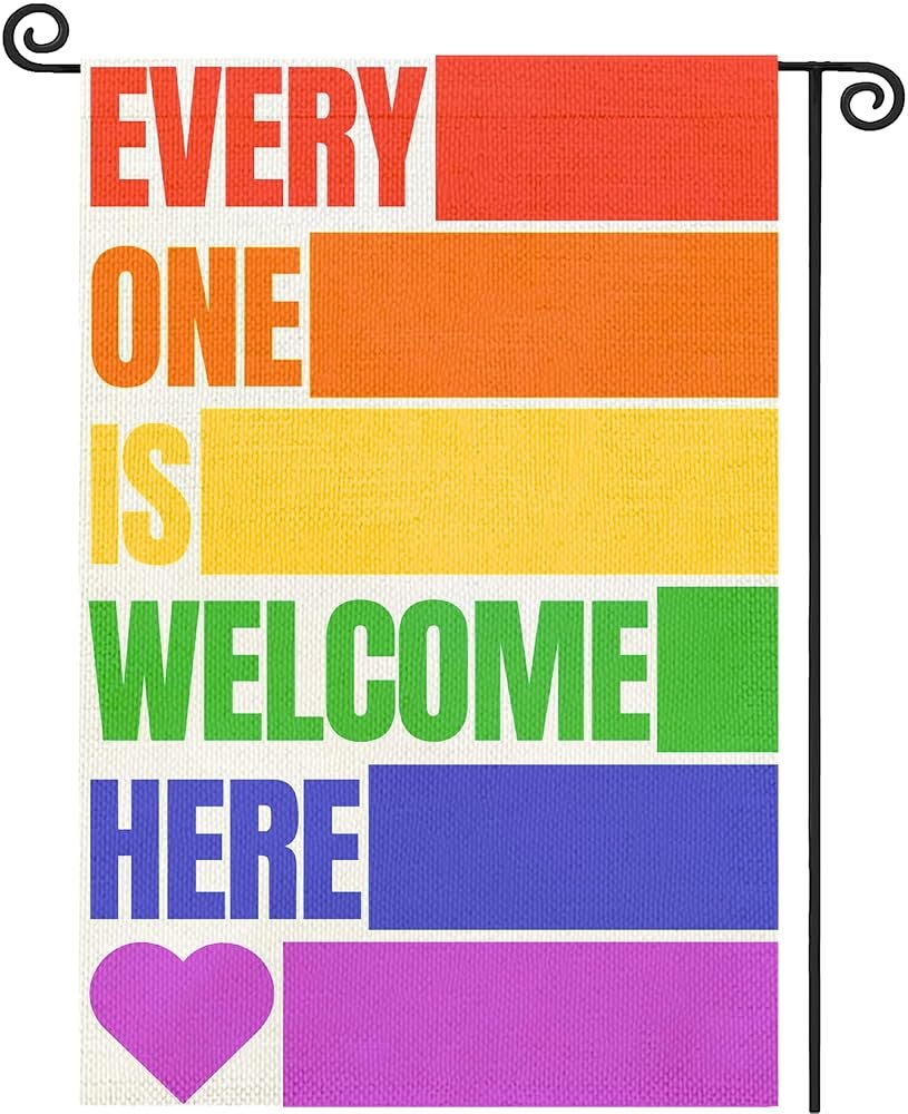Pride Garden Flag - Pride Decorations LGBT Garden Flags LGBT Themed Decorations Rainbow Theme Welcome Banner Outdoor Yard Garden Decorations Double Side 12 x 18 inches - Product Image