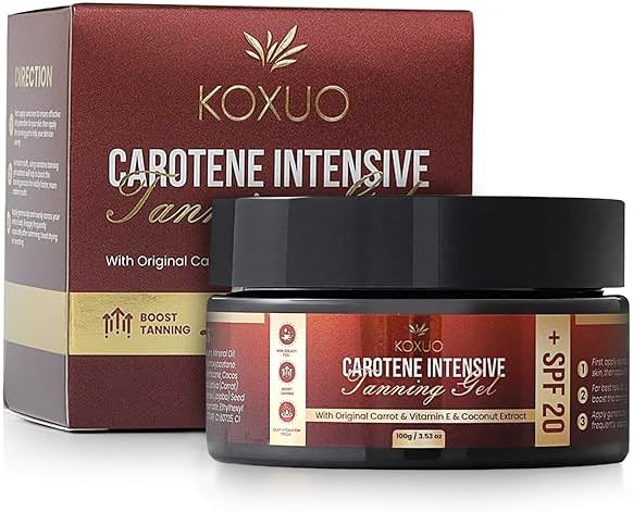 Carotene Tanning Gel for Deep Natural Tan – Tanning Accelerator with Coconut Oil, Carrot Extract & Vitamin E – Bronzing Body Moisturizer for Indoor & Outdoor Use - Product Image