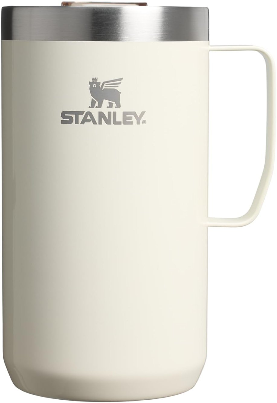STANLEY Everyday Camp Mug 24oz | Drink Through Lid | Cup for Coffee, Tea and Drinks | Insulated Stainless Steel Coffee Mug | BPA-Free | Cream Gloss - Product Image
