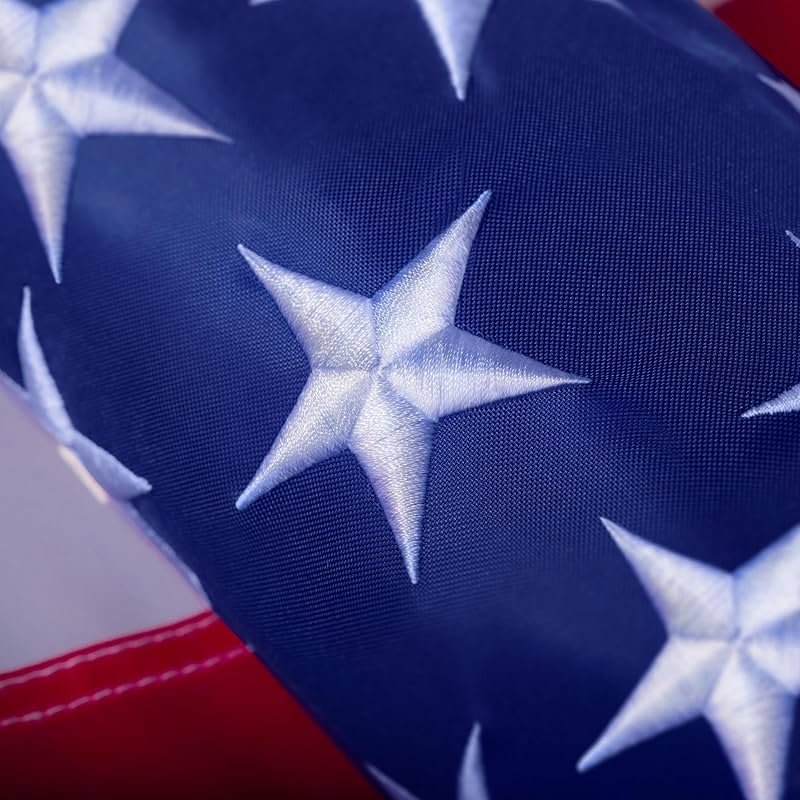 American Flag 6x10 ft Long Lasting US Flag, Heavy Duty Polyester, Embroidered Stars, Sewn Stripes, Brass Grommets, UV Protection Perfect for Outdoors! USA Flag - Product Image