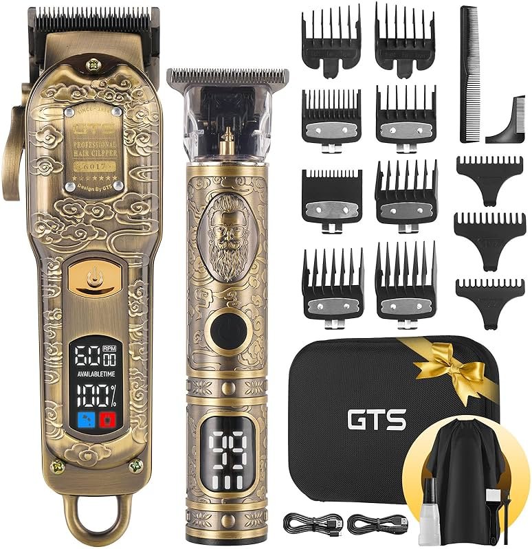 GTSPROProfessional Hair Clippers for Men – Cordless Barber Clippers with LCD Display, Precision Trimmer & Travel Case – Gifts for Men Husband Father - Product Image