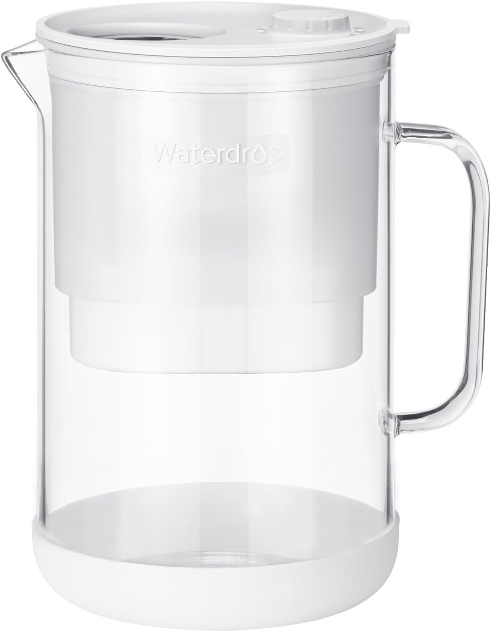 Waterdrop PT-09W 10-Cup Large Glass Water Filter Pitcher, Eco-Friendly, NSF/ANSI 53, 42 & 372 Certified Filter, Reduces PFOA/PFOS, Chlorine, Cadmium, Copper & Mercury, BPA-Free, Easy to Clean, White - Product Image