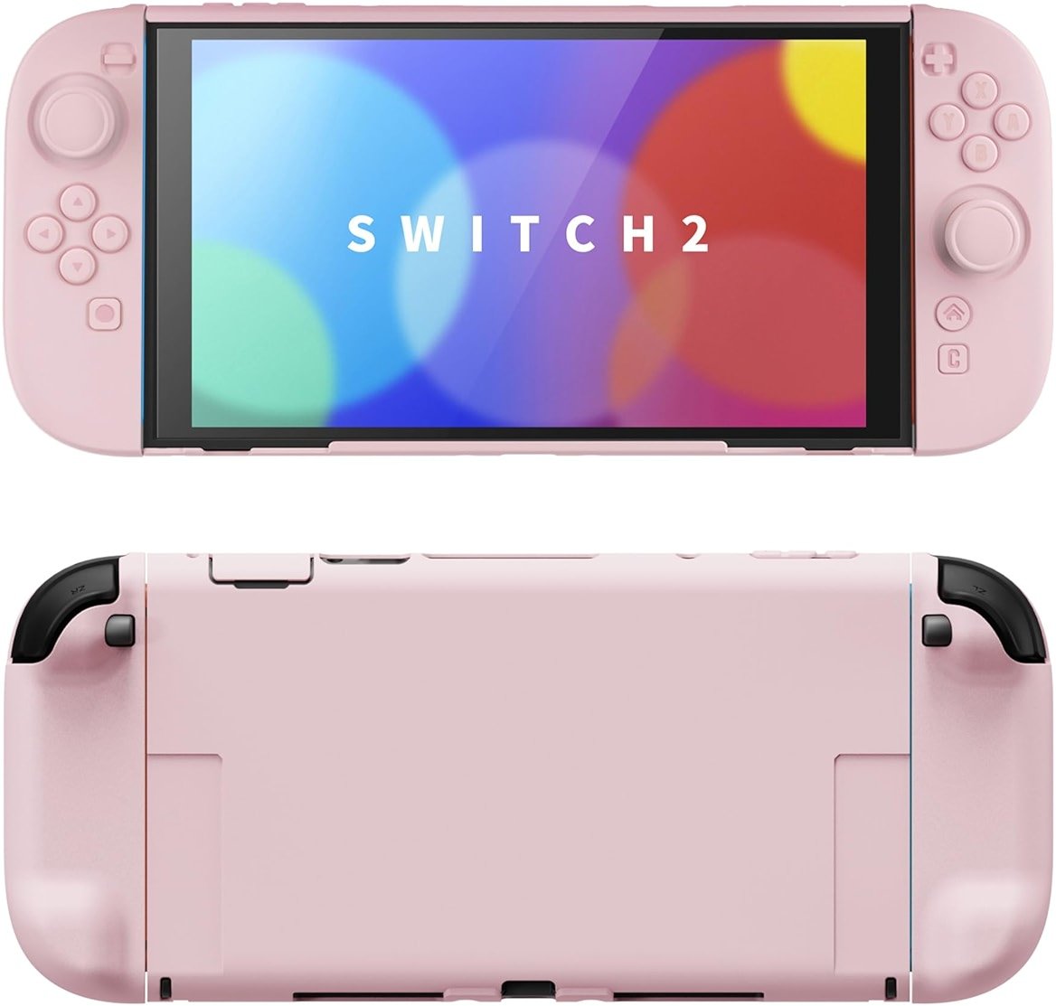 PlayVital Hard Case for Nintendo Switch 2 with Extra Stand & Thumb Grip Caps | Split Design, Dockable Protective Full-Body Shell Cover for Nintendo Switch 2 | Solid Color Series, Cherry Blossoms Pink - Product Image
