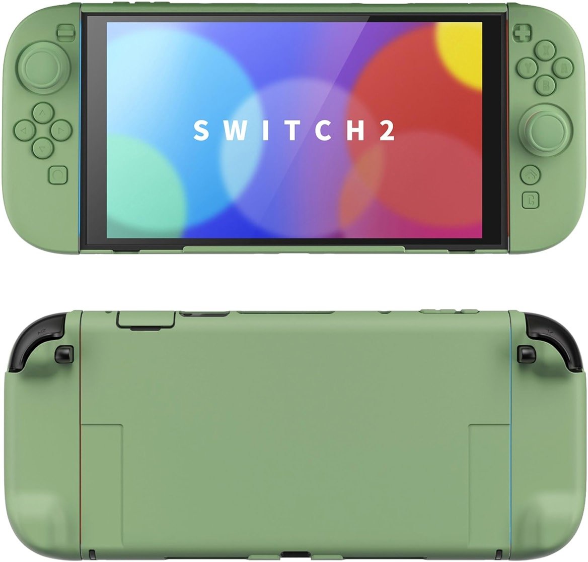 PlayVital Hard Case for Nintendo Switch 2 with Extra Stand & Thumb Grip Caps | Split Design, Dockable Protective Full-Body Shell Cover for Nintendo Switch 2 | Solid Color Series, Matcha Green - Product Image