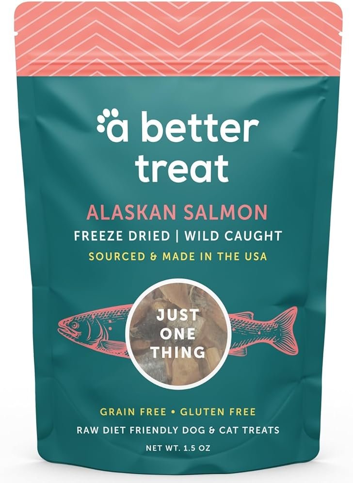 A Better Treat - Freeze Dried Salmon Dog Treats, Wild Caught, Single Ingredient | Natural High Value | Gluten Free, Grain Free, High Protein, Diabetic - Product Image
