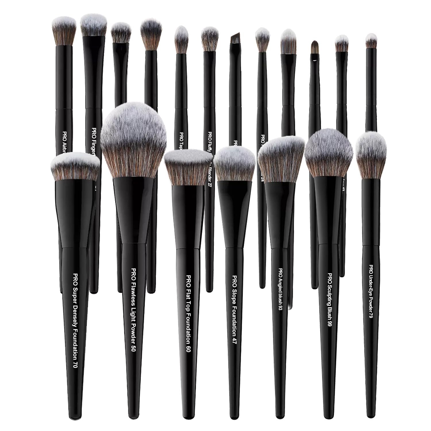 Bueart Design 19Pcs Professional Grade Labeled Makeup Brushes Set, Large Foundation Powder Contour Concealer eyeshadow Blush EyeLiner Make up Brushes,Premium Synthetic hair,Vegan Cruelty-free - Product Image