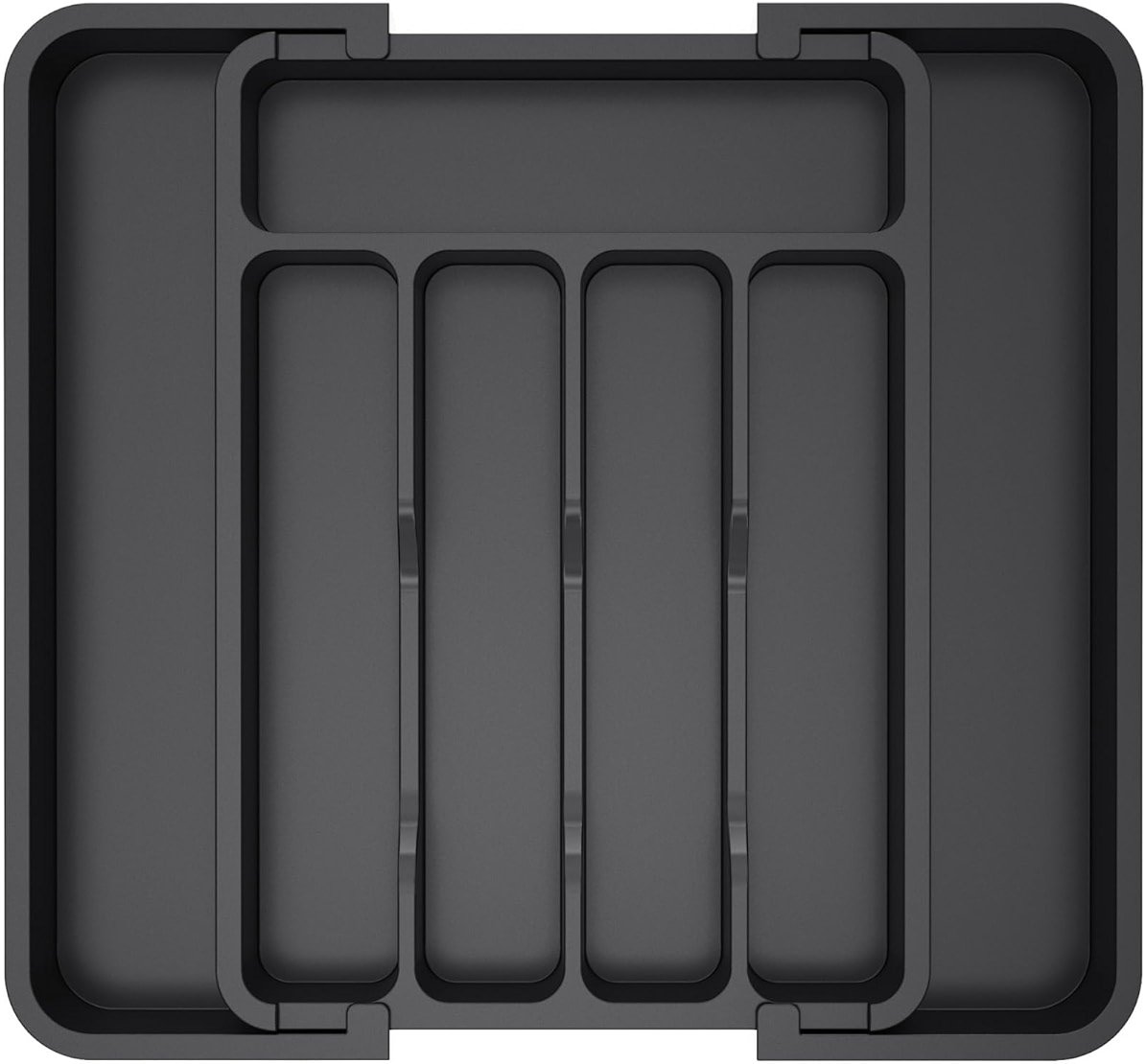 Lifewit Expandable Silverware Organizer, Plastic Utensil Tray for Kitchen Drawer, BPA Free Flatware Cutlery Holder, Space-Saving Storage for Spoons Forks Knives, 8.5-14 x 12 x 1.5 inch, Black - Product Image