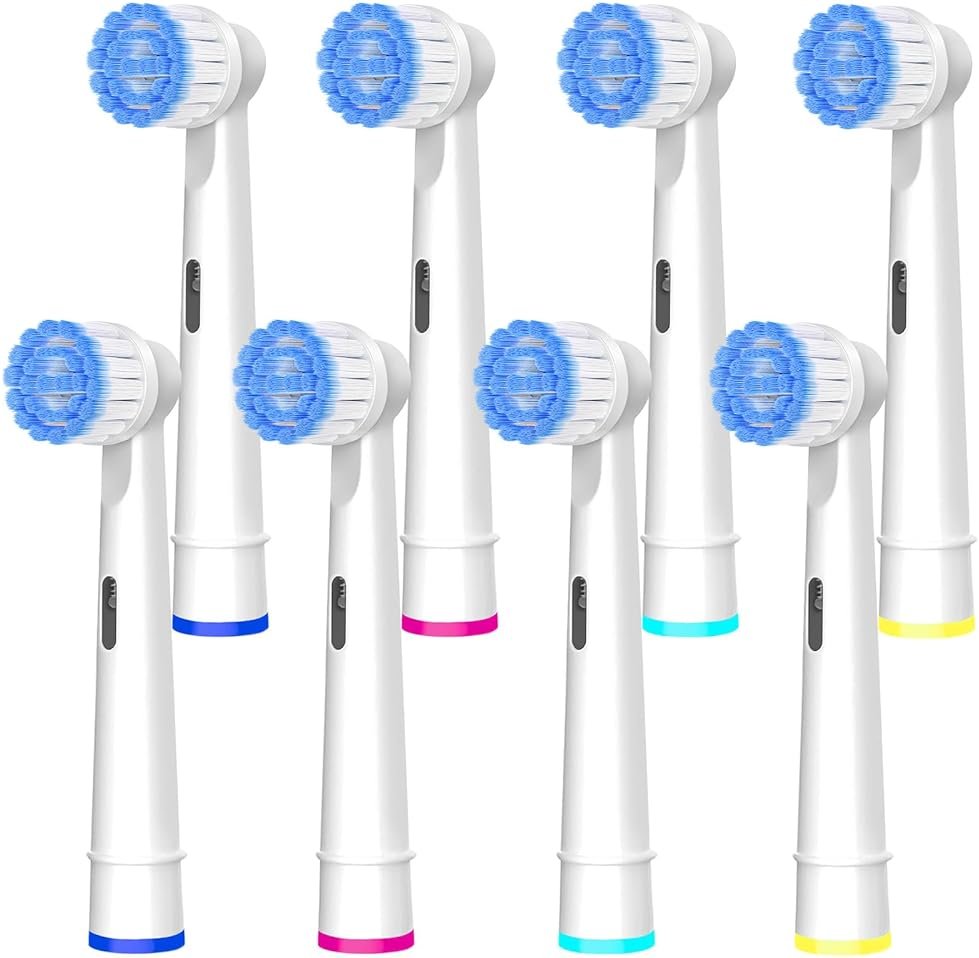 Pro Sensitive Gum Care Replacement Brush Heads Compatible with Oral-B Electric Toothbrushes, 8 Pack High Density Extra Soft Bristles Toothbrush Heads Refill, White - Product Image