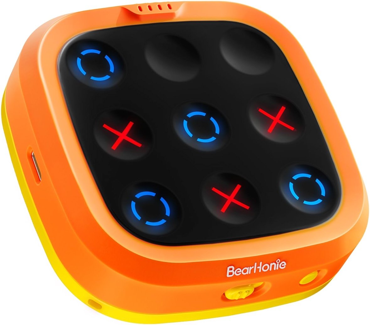 BearHonie Electronic Handheld Tic Tac Toe Game for Kids & Adults, 4 Game Modes with Sequence Memory Game, Rechargeable Smart Brain Teaser Travel Toy, Gifts for Boys and Girls, Orange - Product Image