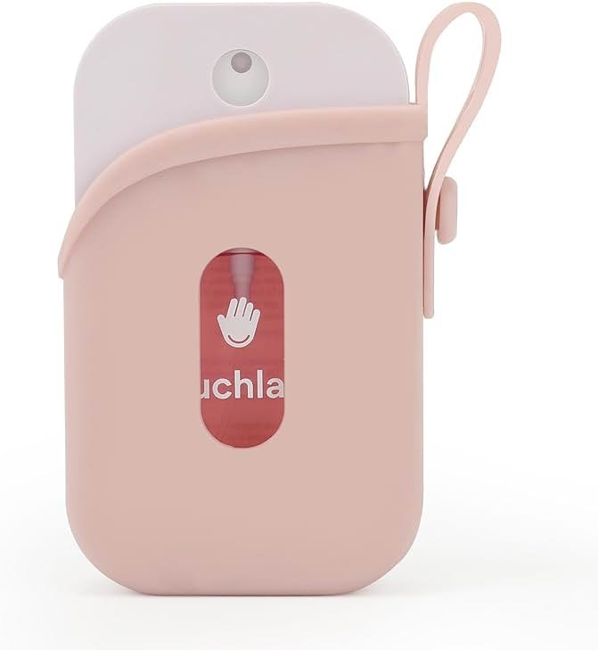Silicone Case with Keychain for Touchland 【Easy to Clean】【Adjustable Strap】 Case for Power Mist and Glow Mist 1FL OZ., Pink - Product Image