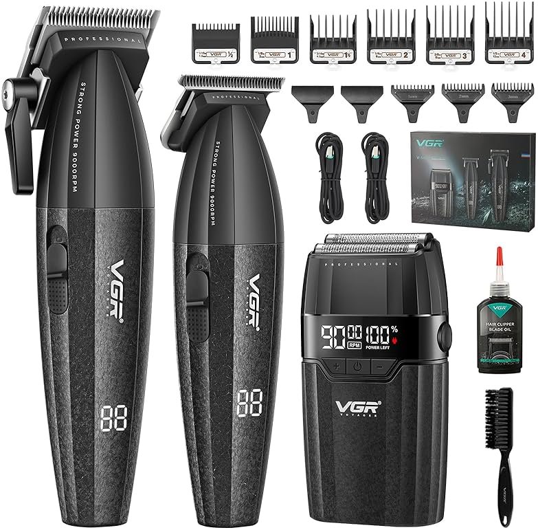 VGR 640S3 Professional 3 in 1 Hair Cutting Kit, 9000RPM Hair Clippers for Men Professional Hair Trimmer & Foil Shavers Set, Cordless Mens Barber Combo for Home, for Him(Black) - Product Image