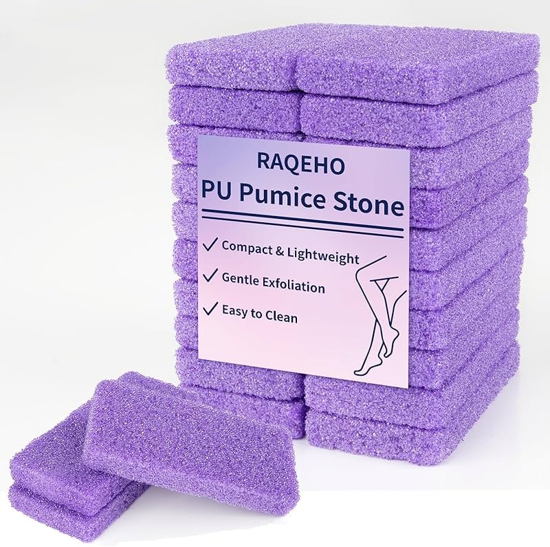 RAQEHO 20 Small Pumice Stone for Feet - 3.6 X 1.8 X 0.47 Inch Purple Foot Pumice Stone Foot Filer Pedicura Scrubber for Callus Removal Foot Care Spa Productos for Dark Elbows Hard Skin Exfoliating - Product Image